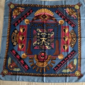 Hermes silk 35” square scarf from the Huaca Piru collection